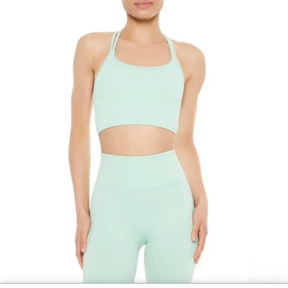 Sport bra ribbed mint color size M NWT